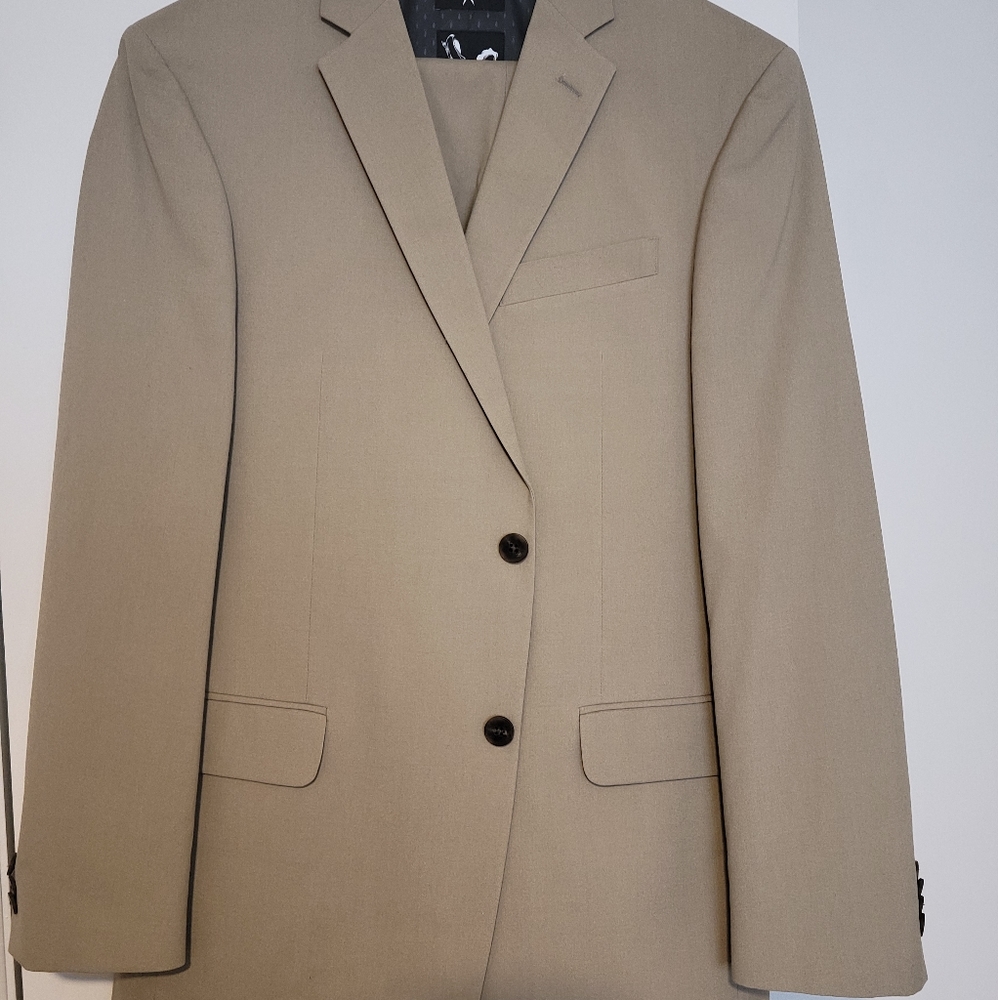 Marc Ecko tan 2 piece suit, 40R.